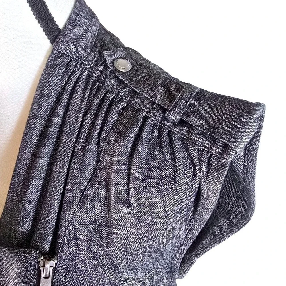 Calvin Klein Gray Cowl Neck Asymmetrical‎ Zip Sheath Dress Career XS